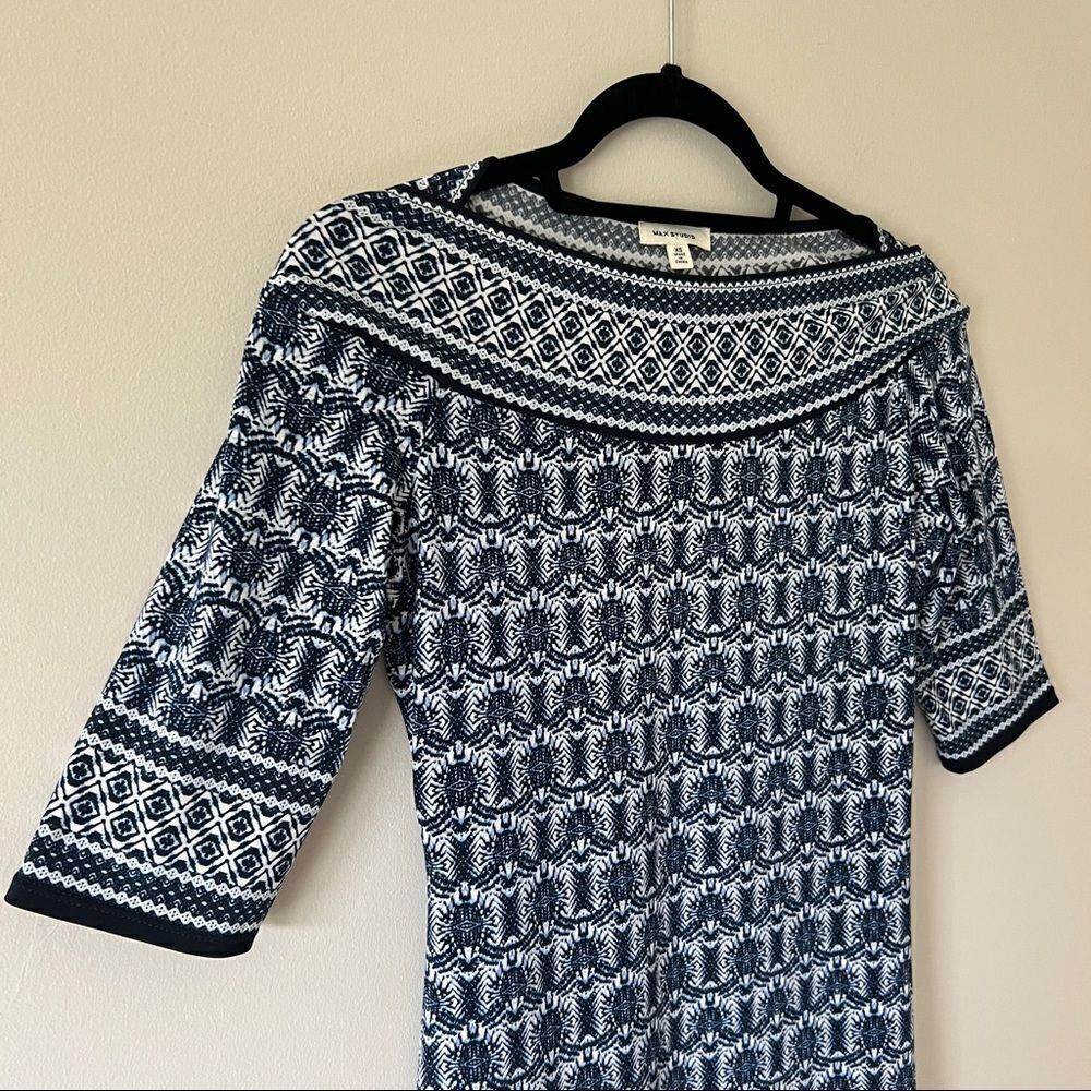 Max Studio Navy/White Sheath Dress Size Extra Small‎ - Picture 4 of 7